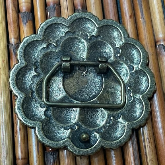 VINTAGE NEW YELLOW TOPAZ RHINESTONE ENCRUSTED FLORAL MEDALLION BELT BUCKLE HUGE - Picture 4 of 4